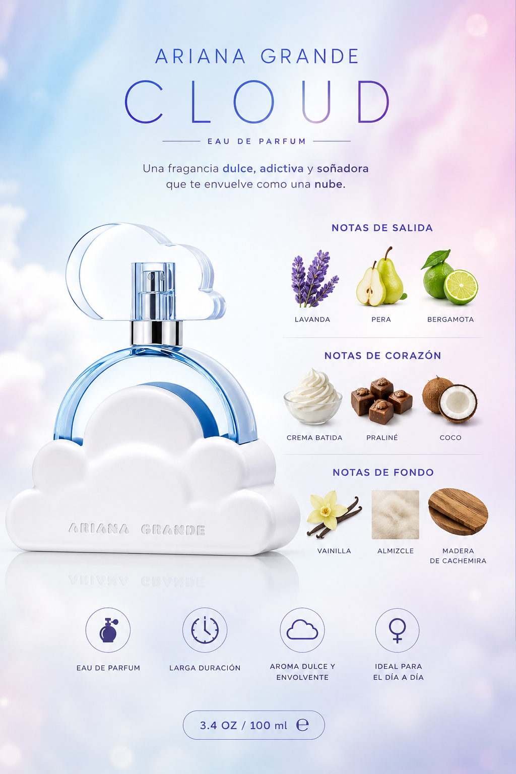 ARIANA GRANDE CLOUD WOMEN 3.4 OZ. EDP SP 100 ML - Imagen 2