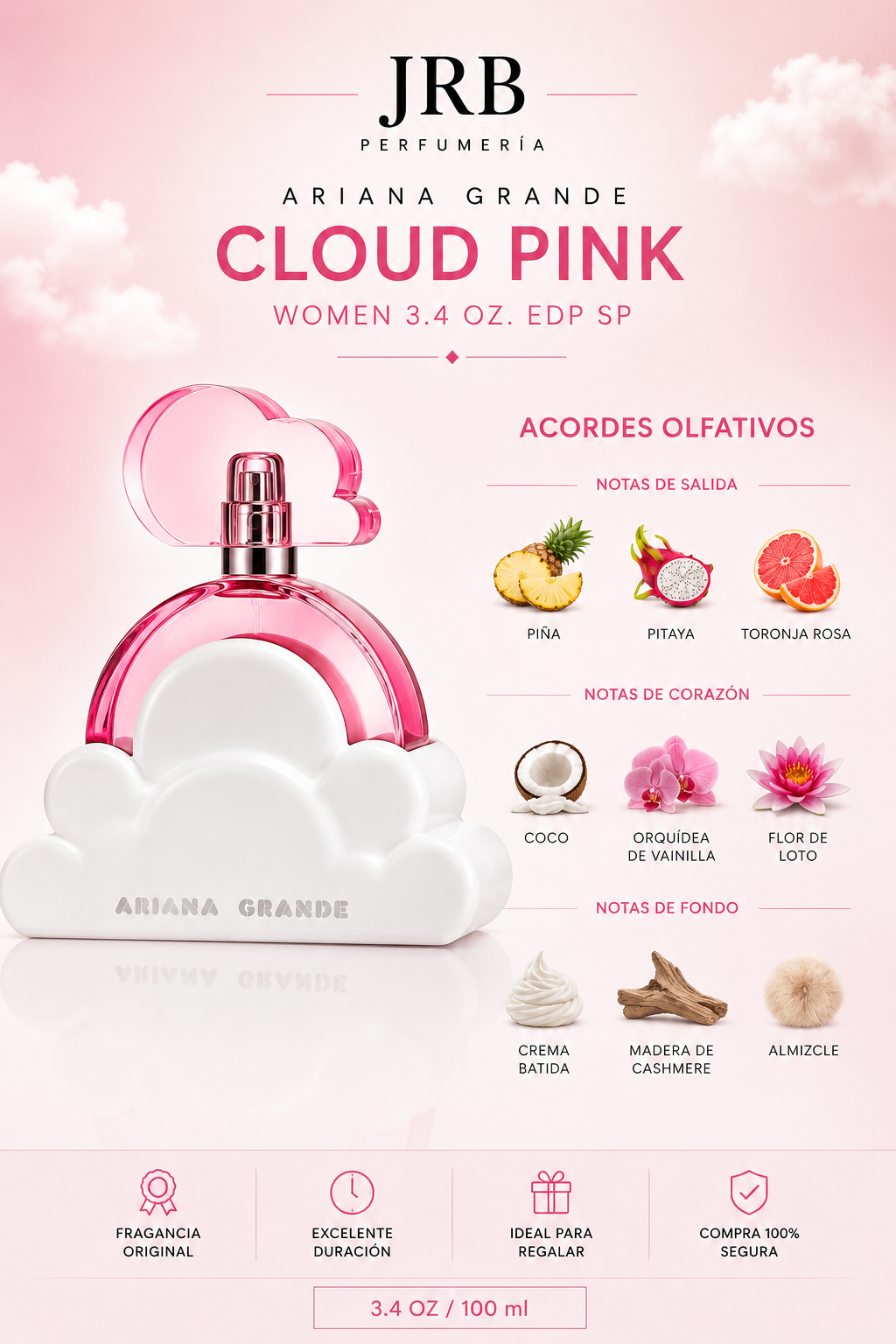 ARIANA GRANDE CLOUD PINK WOMEN 3.4 OZ EDP SP 100 ML - Imagen 2