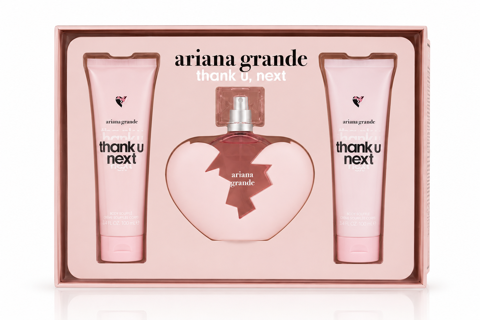 SET ARIANA GRANDE THANK U ,NEXT WOMEN ( 3 PC )3.4 OZ SG /3.4 OZ BODY SOUFFLE /3.4 OZ EDP SP