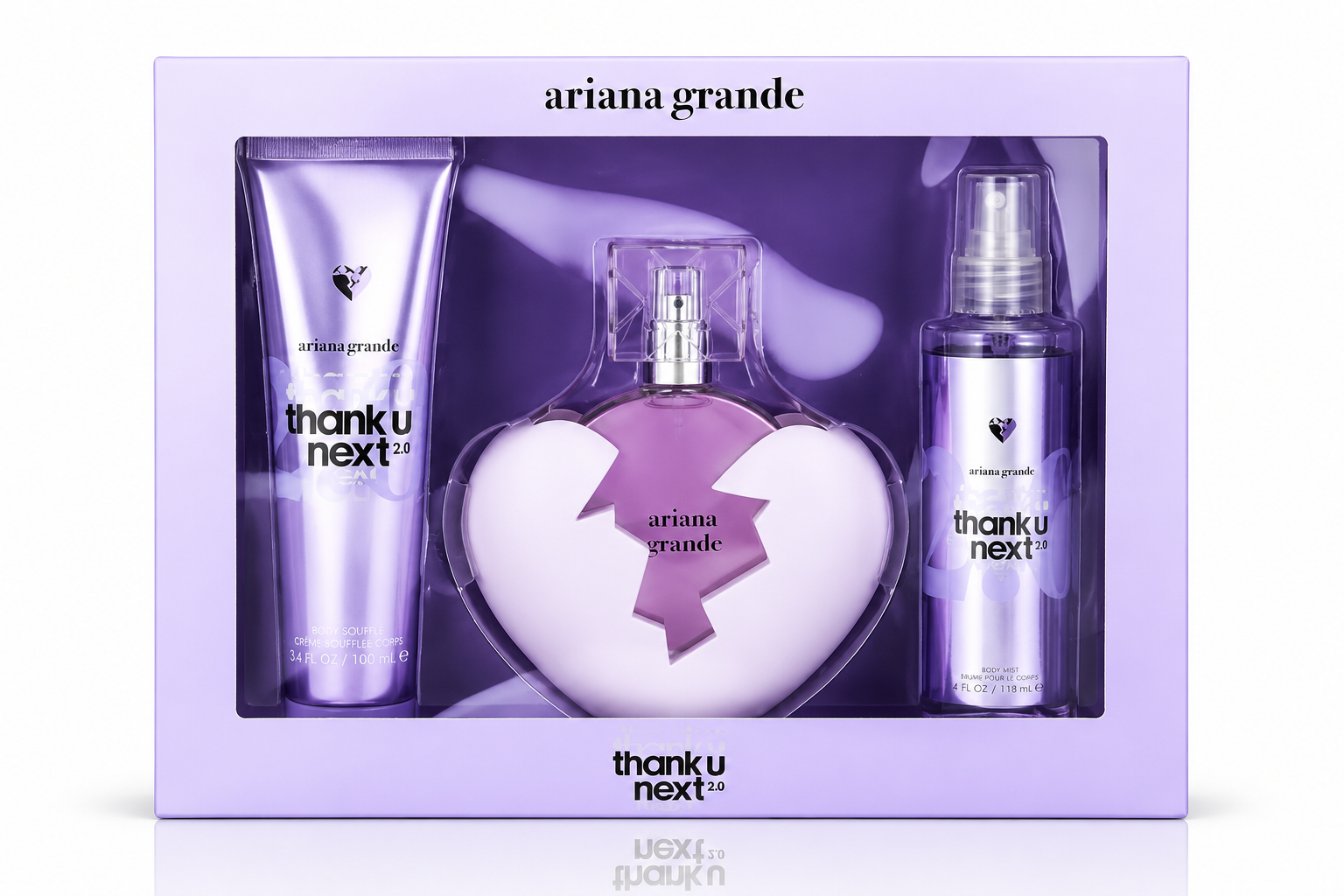 SET ARIANA GRANDE THANK U NEXT WOMEN 2.0 ( 3 PC )3.4 OZ EDP SP / 4.0 OZ BM / 3.4 BODY SOUFFLE