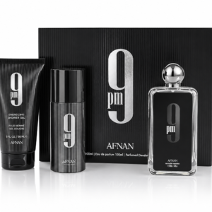 SET AFNAN 9PM UNISEX ( 3PC)3.4 OZ.EDP SP / 6.0 OZ.SG/ 6.4 OZ.DEO DISPLAY BOX