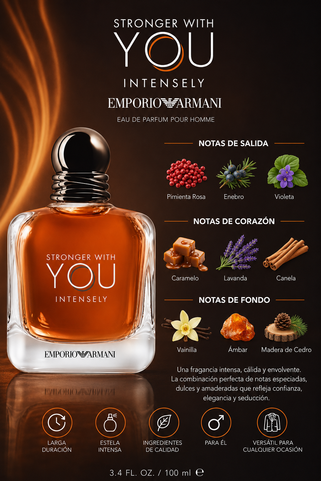 GIORGIO ARMANI STRONGER WITH YOU INTENSELY 3.4 EDP M 100 ML - Imagen 2