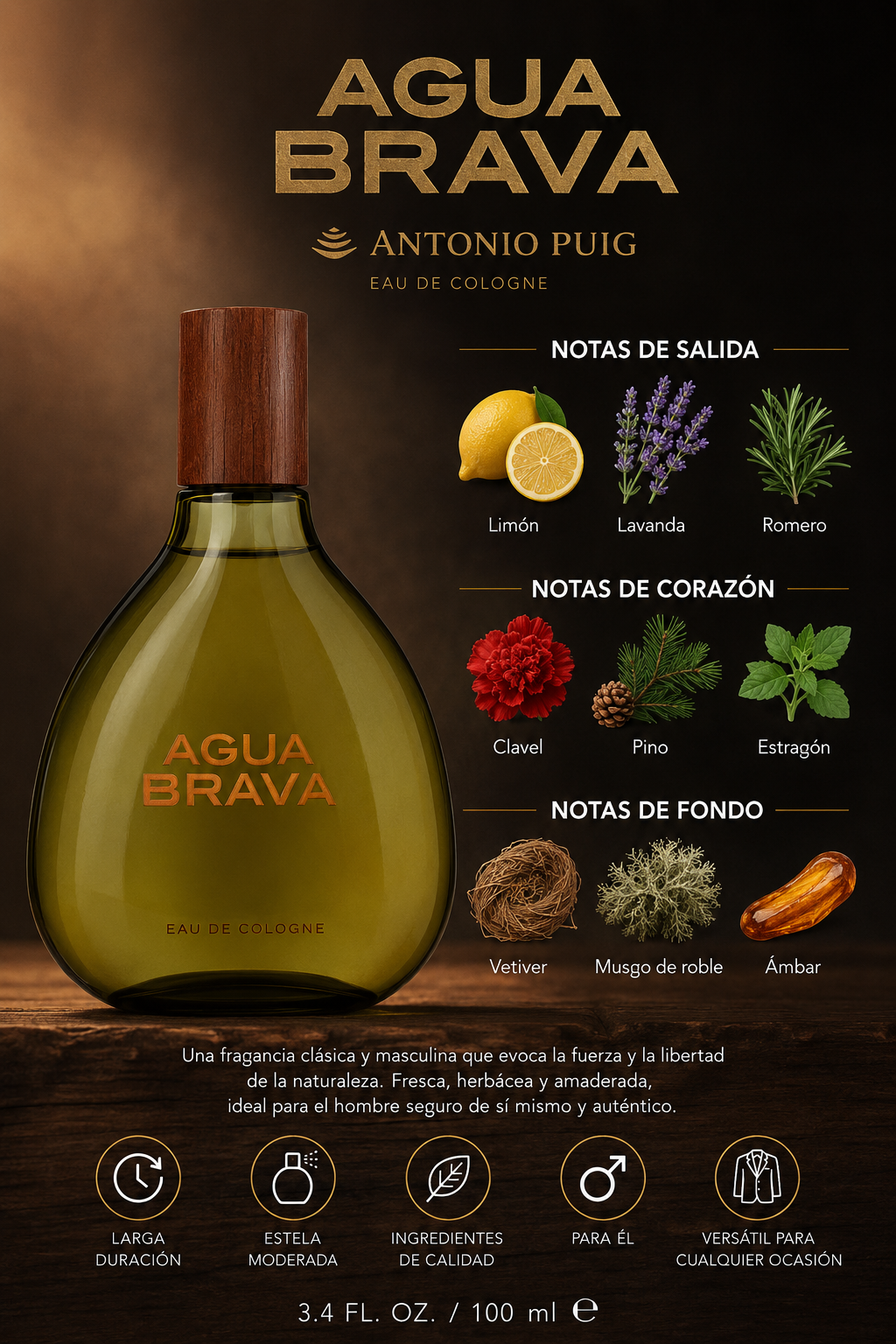ANTONIO PUIG AGUA BRAVA MEN 3.4 OZ. EDC SPRAY 100 ML - Imagen 2
