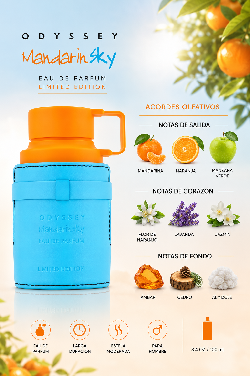 ARMAF ODYSSEY MANDARIN MEN 3.4 OZ EDP SP 100 ML - Imagen 2