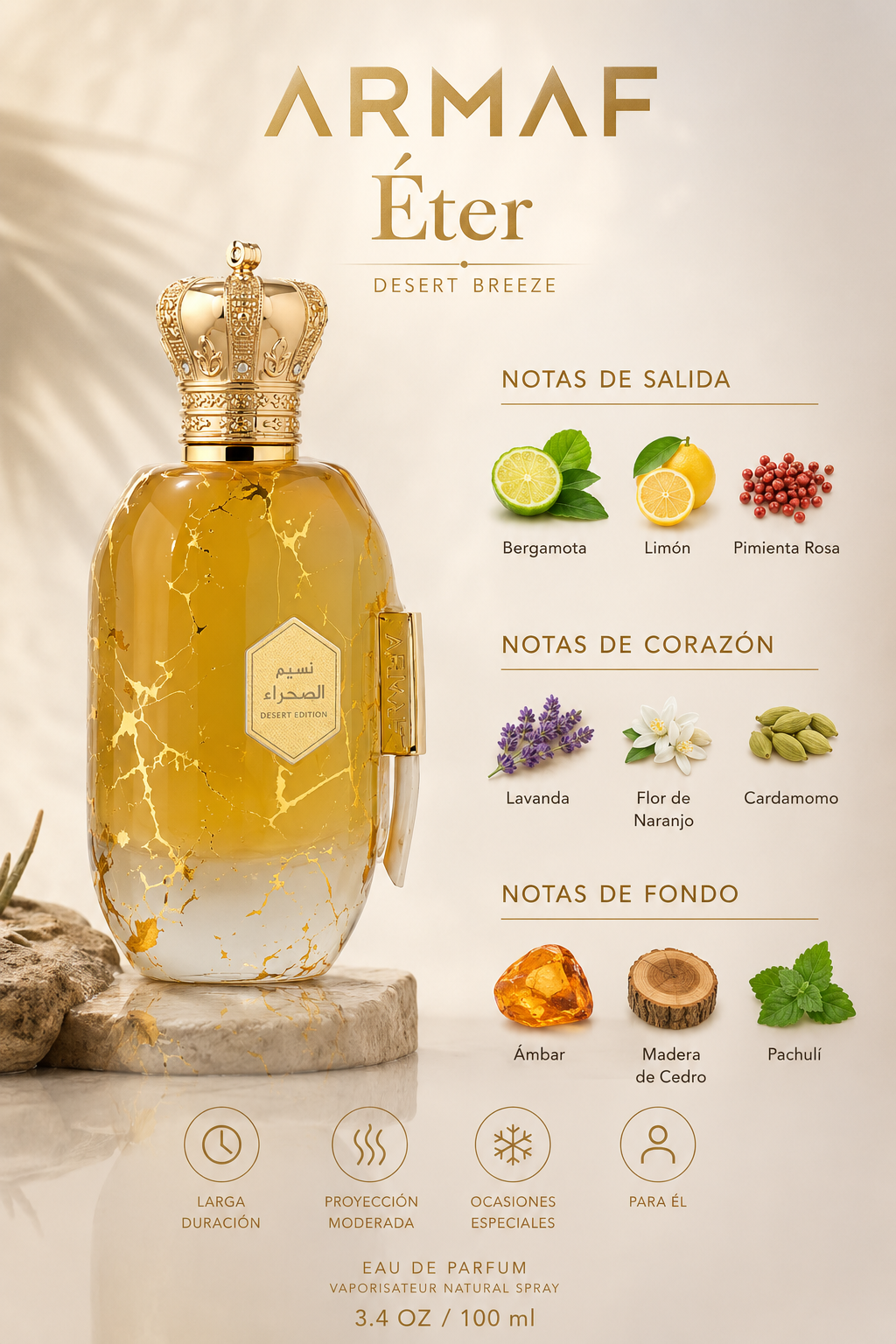 ARMAF ETER DESERT BREEZE MEN 3.4 OZ EDP SP 100 ML - Imagen 2