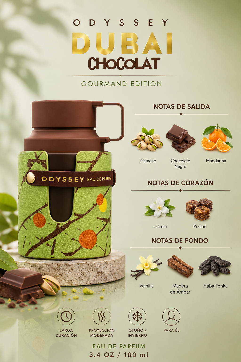 ARMAF ODYSSEY DUBAI CHOCOLATE MEN GOURMAN EDITION3.4 OZ EDP 100 ML - Imagen 2