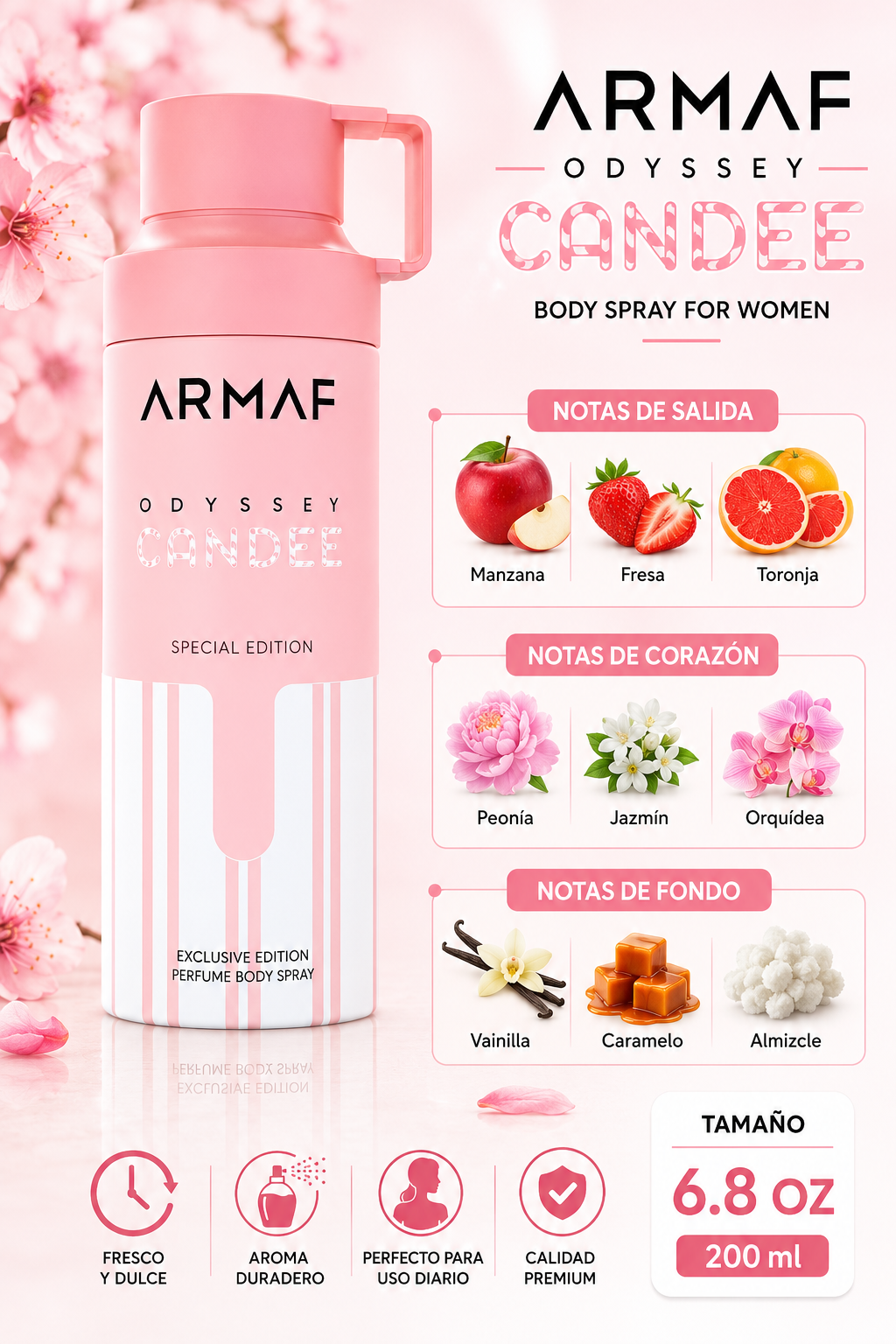 BODY SPRAY ARMAF ODYSSEY CANDEE SPECIAL WOMEN 6.8 OZ 200 ML - Imagen 2