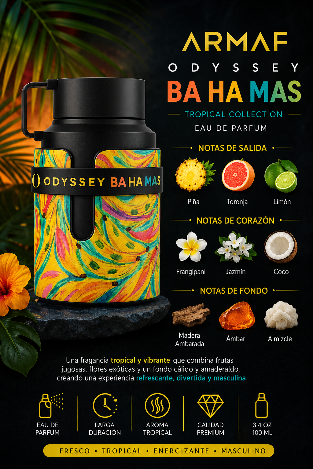 ARMAF ODYSSEY BA HA MAS TROPICAL 3.4 EDP M 100 ML - Imagen 2