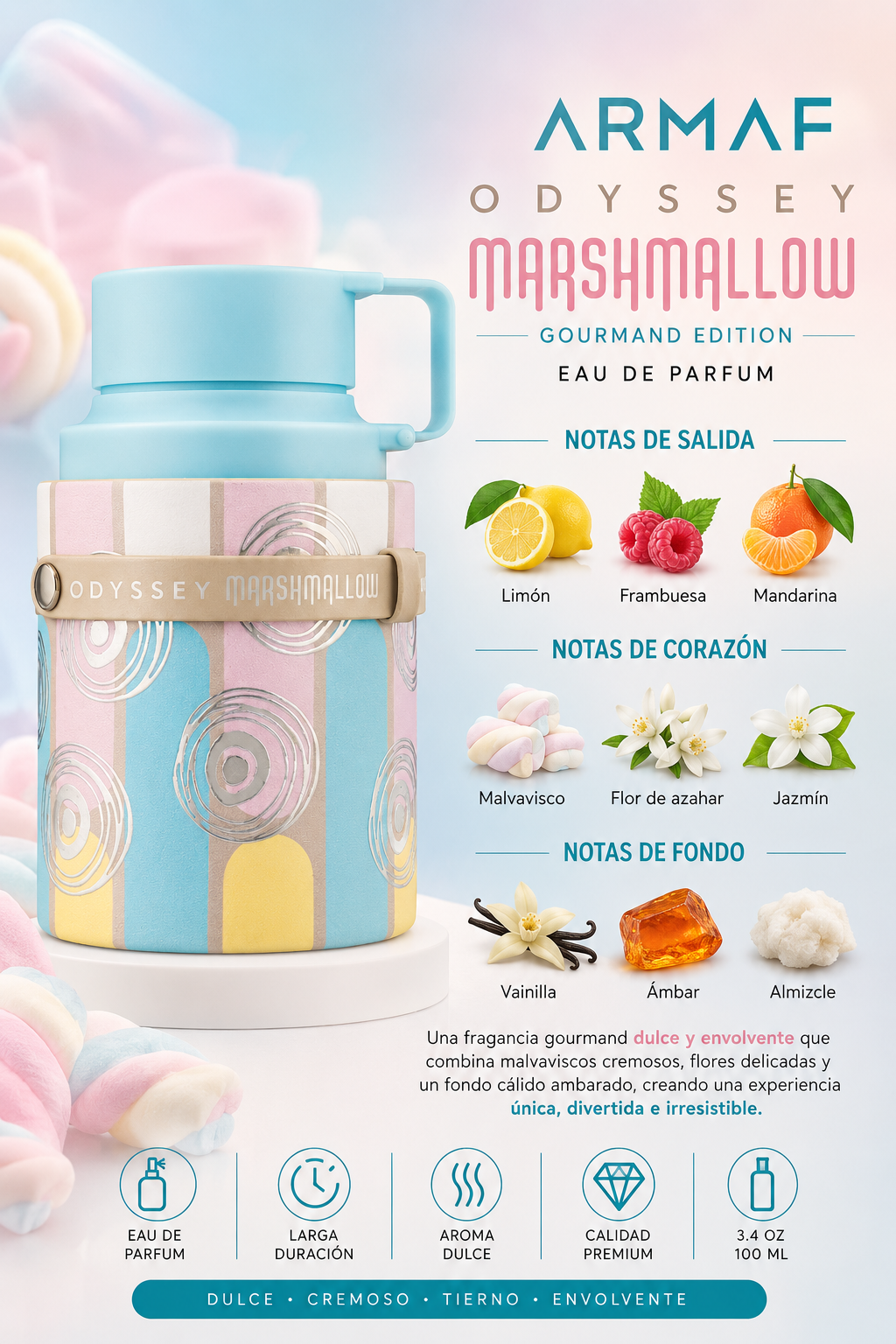 ARMAF ODYSSEY MARSHMALLOW GOURMAND 3.4 EDP M 100 ML - Imagen 2