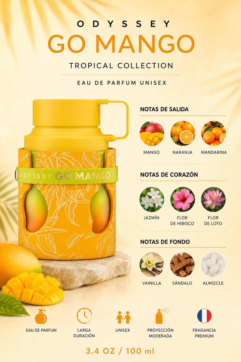 ARMAF ODYSSEY GO MANGO TROPICAL COLLECTION UNISEX 3.4 OZ EDP SP 100 ML - Imagen 2