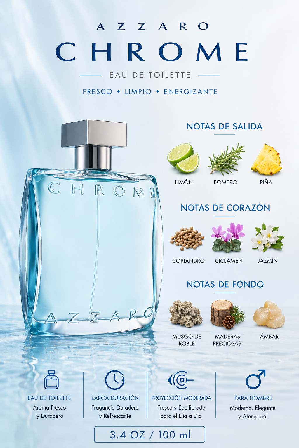AZZARO CHORME MEN 3.4 OZ. EDT SP 100 ML - Imagen 2