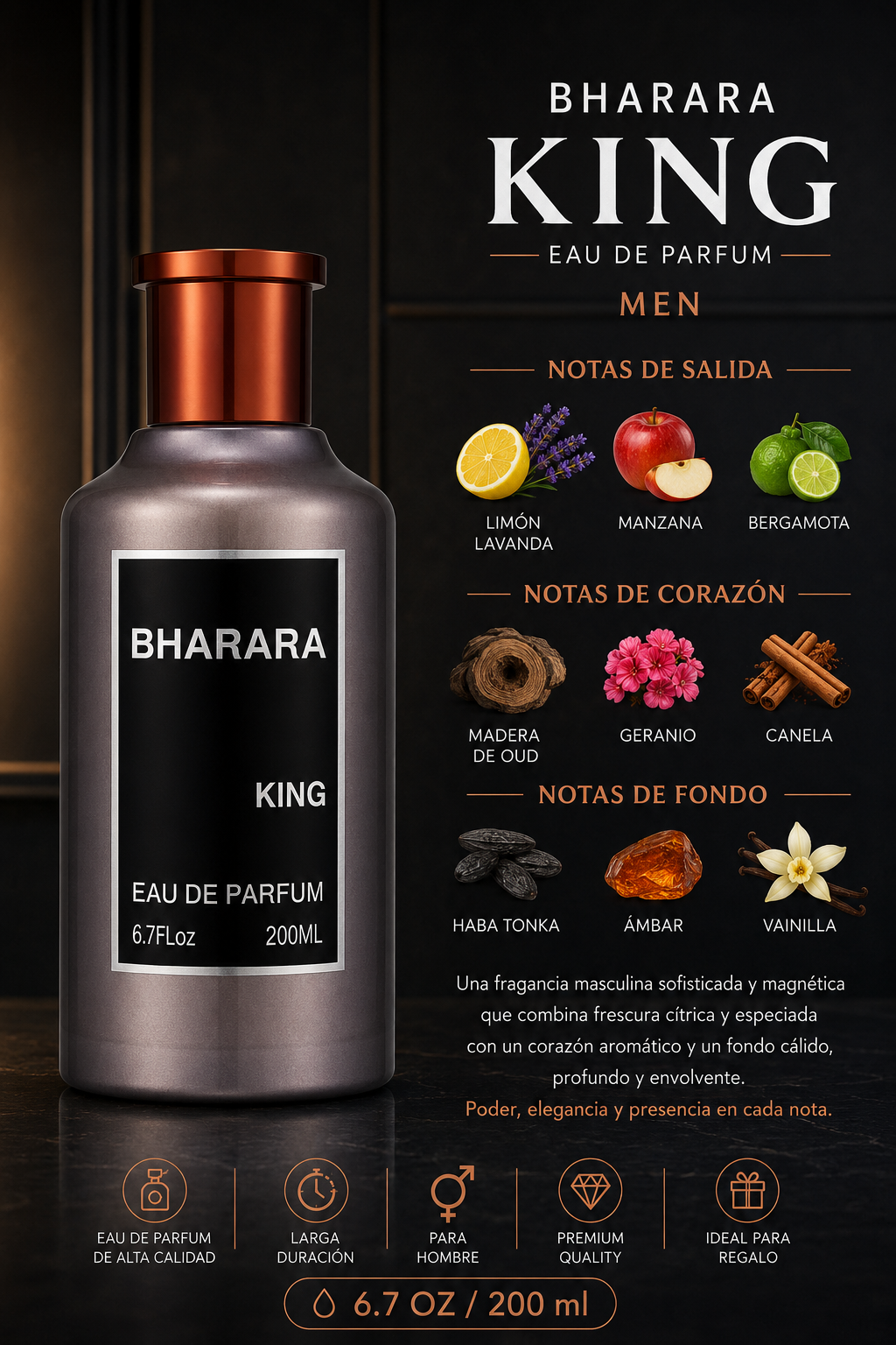 BHARARA KING MEN 6.7 OZ. EDP SP 200 ML - Imagen 2
