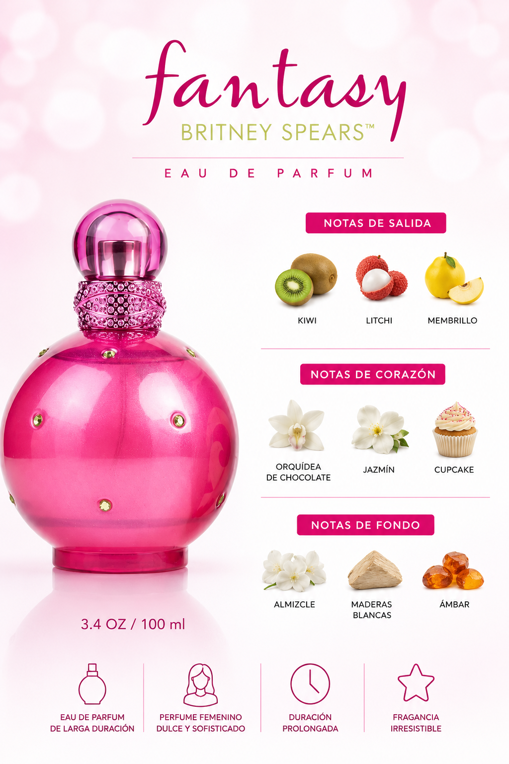 BRITNEY SPEARS FANTASY WOMAN 3.4 OZ. EDP SP 100 ML - Imagen 2