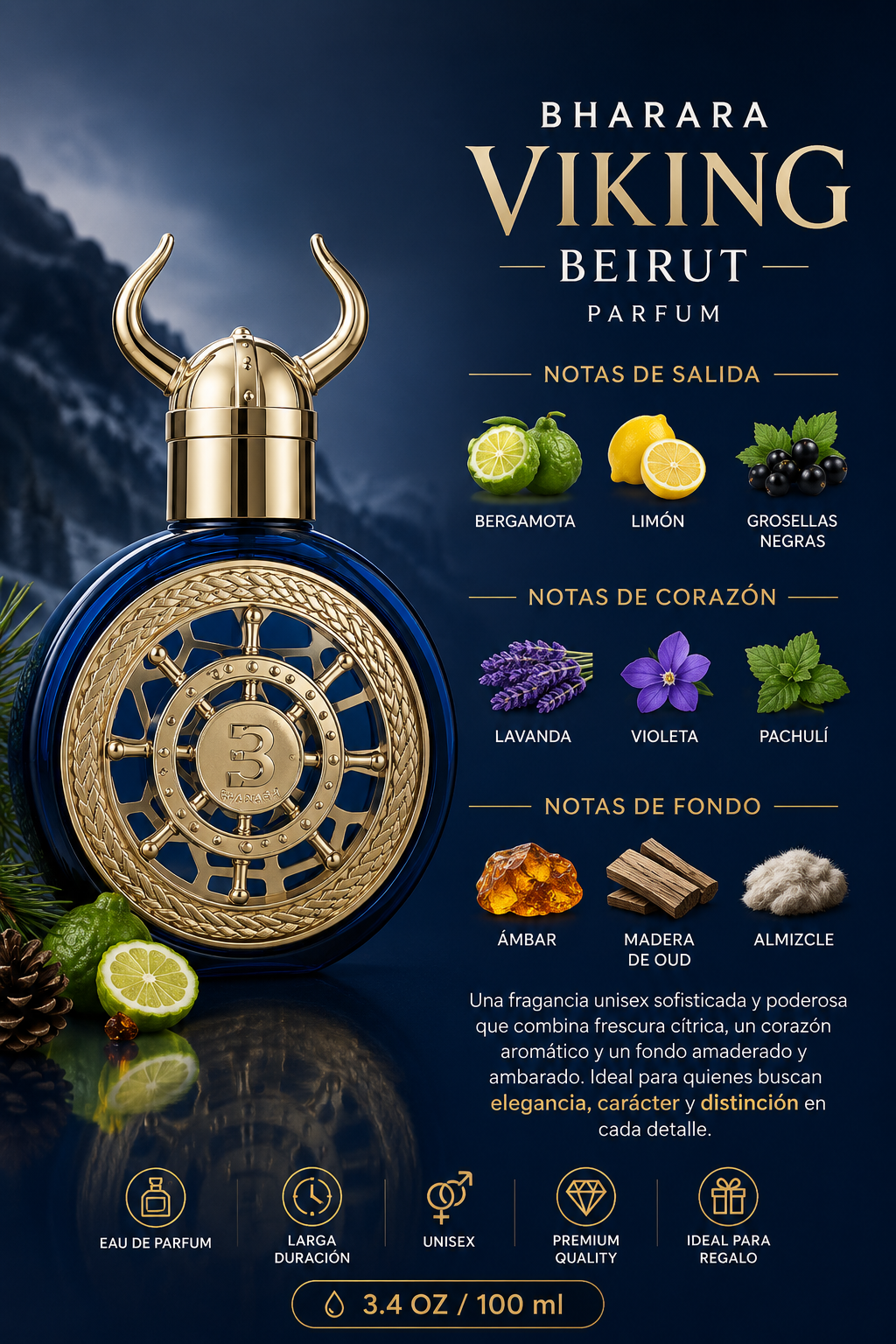 BHARARA VIKING BEIRUT UNISEX 3.4 OZ EDP SP 100 ML - Imagen 2