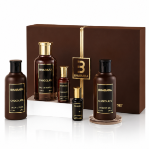 SET BHARARA CHOCOLATE UNISEX ( 5 PC ) 3.4 OZ EDP SP / 6.7 OZ BL / 6.7 OZ SG /0.34 OZ EDP X 2