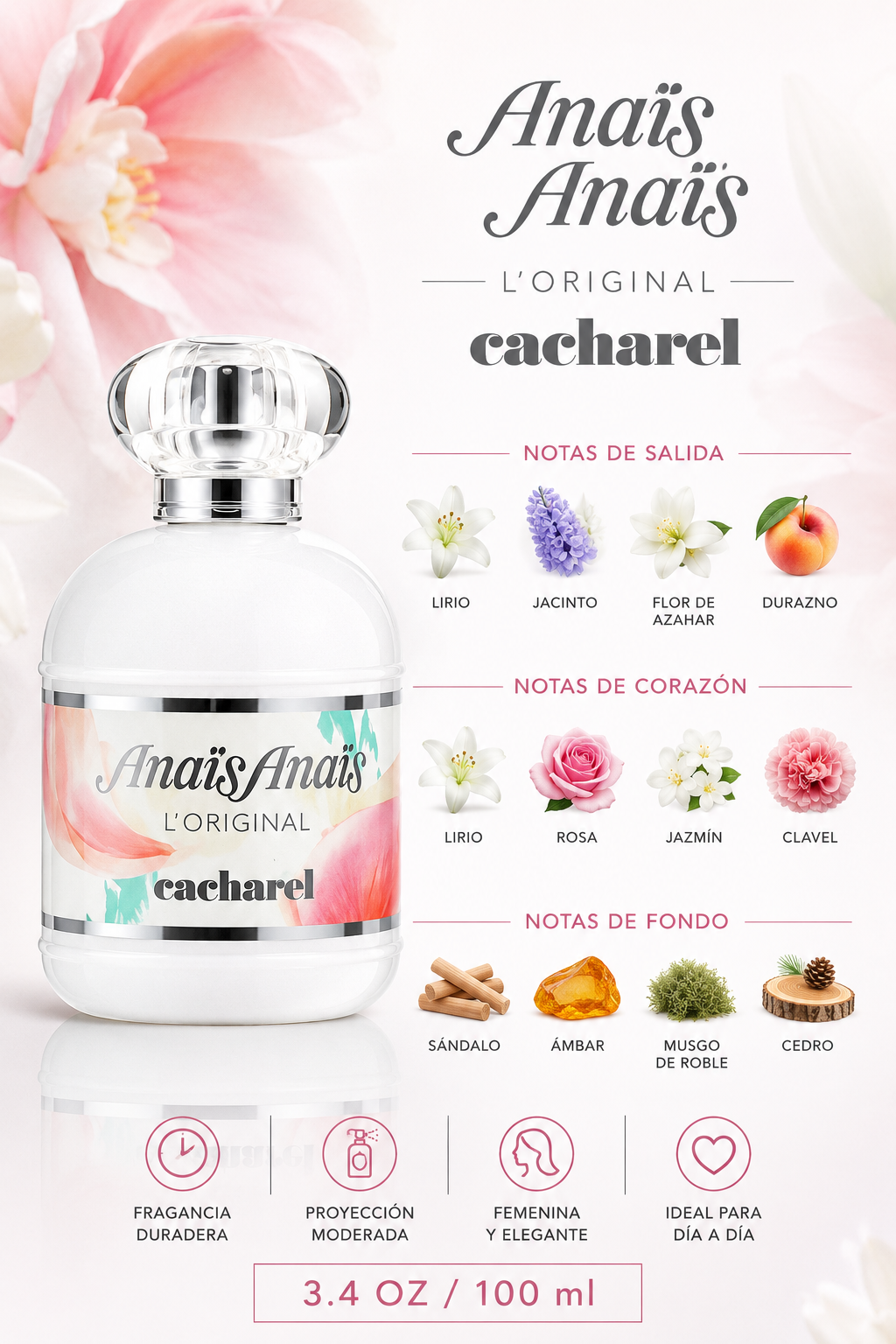 CACHAREL ANAIS ANAIS WOMAN 3.4 OZ. EDT SP 100 ML - Imagen 2