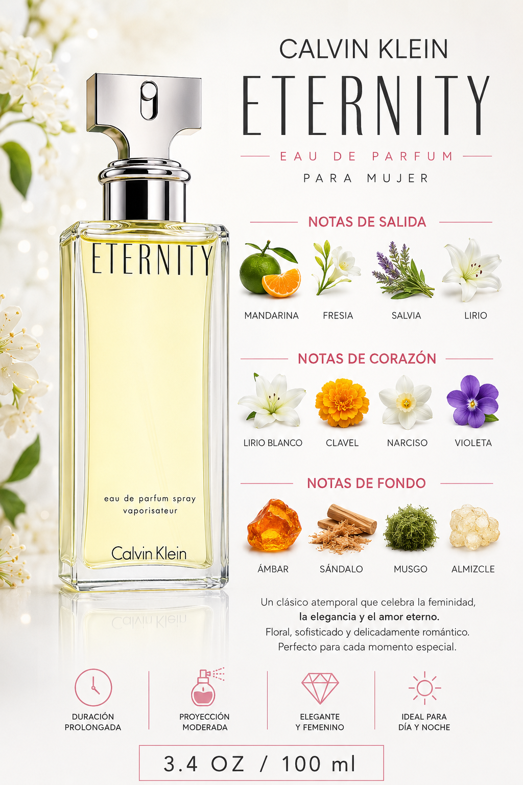 CALVIN KLEIN ETERNITY WOMEN 3.4 EDP SP 100 ML - Imagen 2