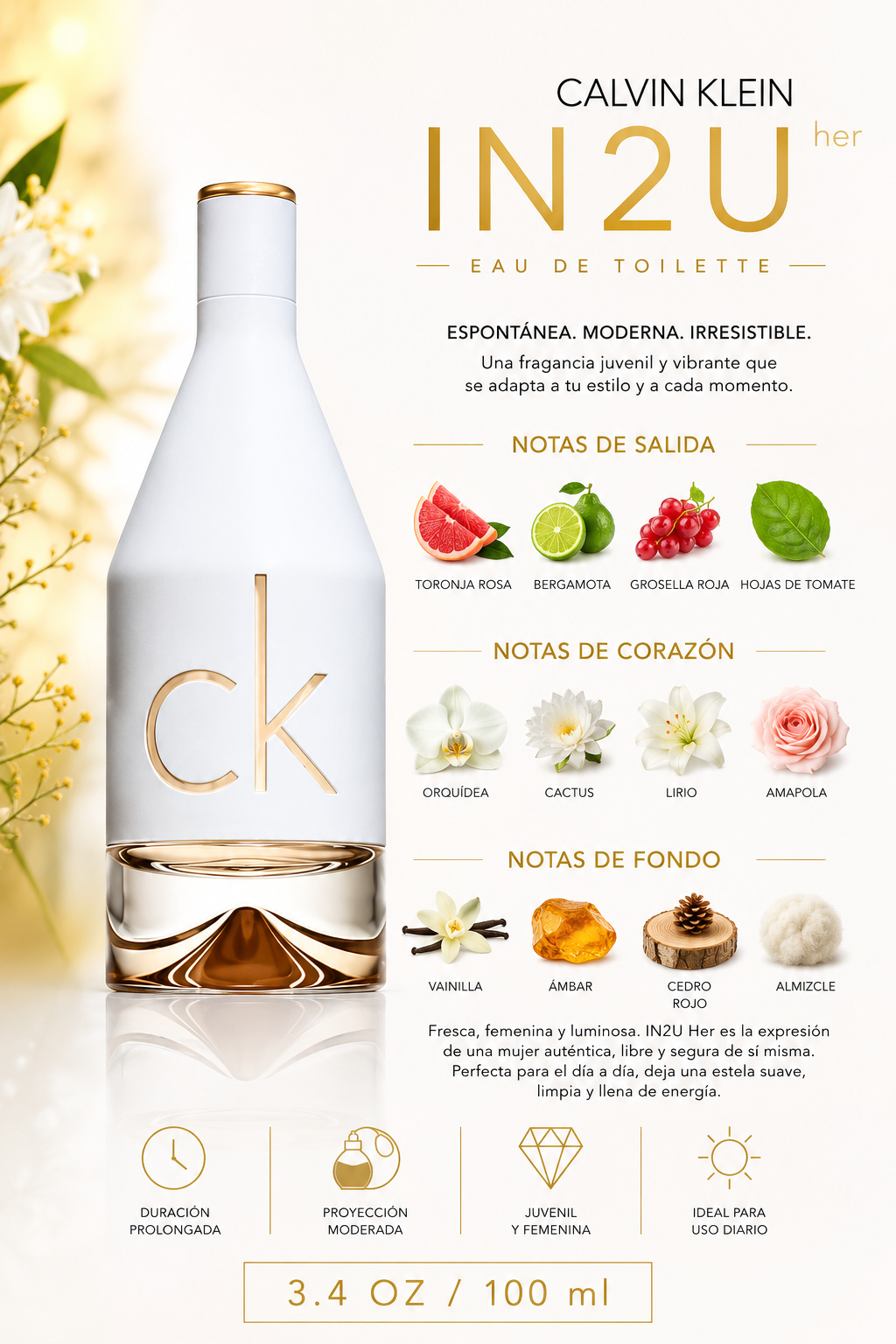 CALVIN KLEIN IN2U WOMAN 3.4 OZ. EDT SP 100 ML - Imagen 2
