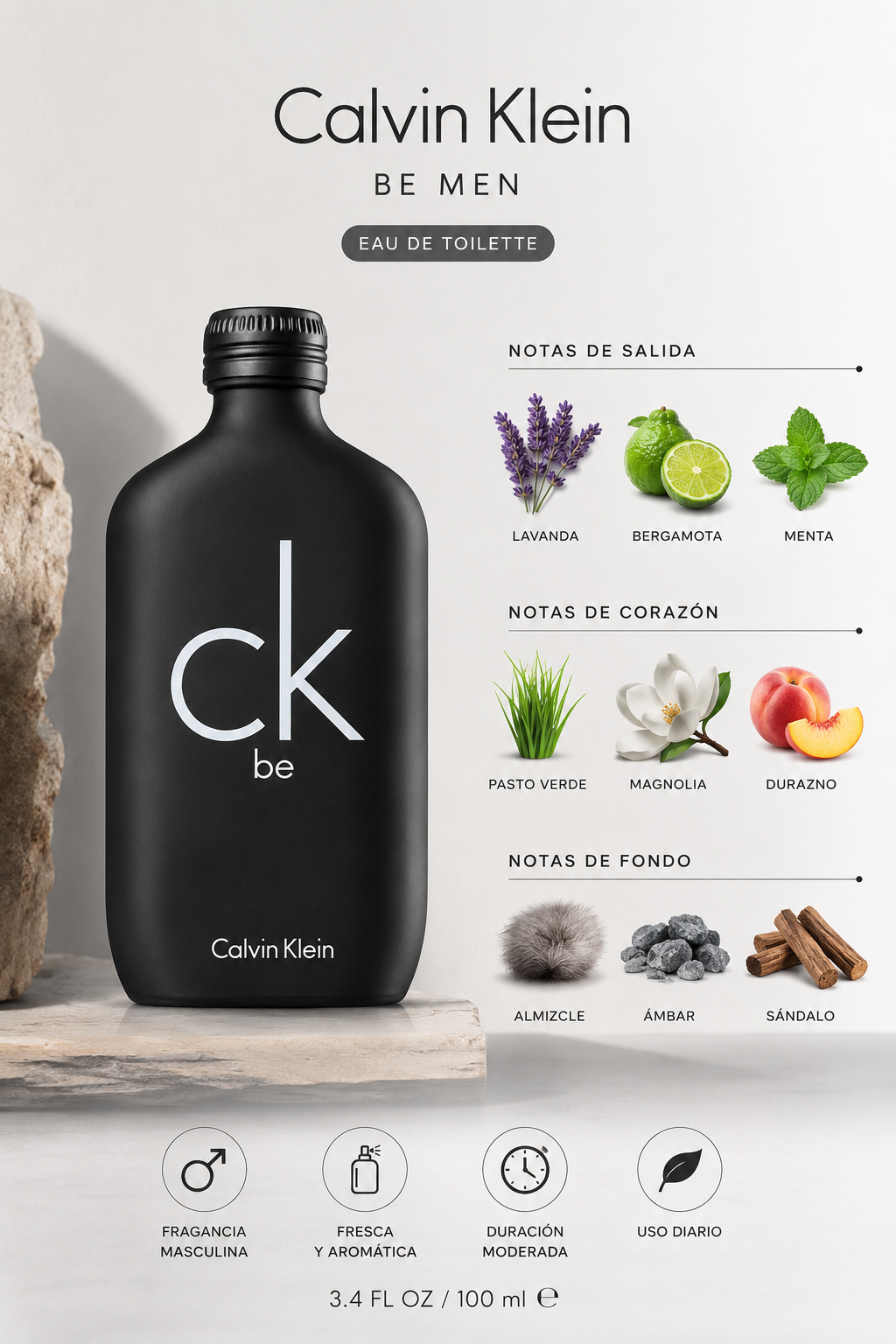 CALKIN KLEIN BE MEN 3.4 OZ. EDT SP ( NEW UPC ) 100 ML - Imagen 2