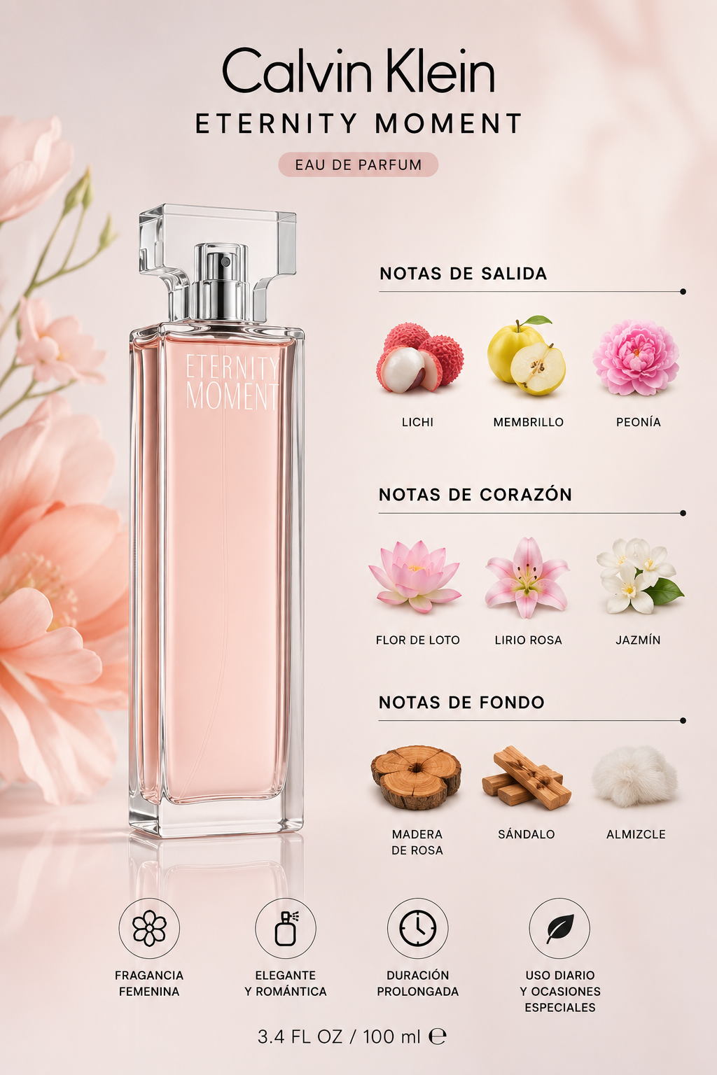 CALVIN KLEIN ETERNITY MOMENT WOMEN 3.4 OZ. EDP SP 100 ML - Imagen 2