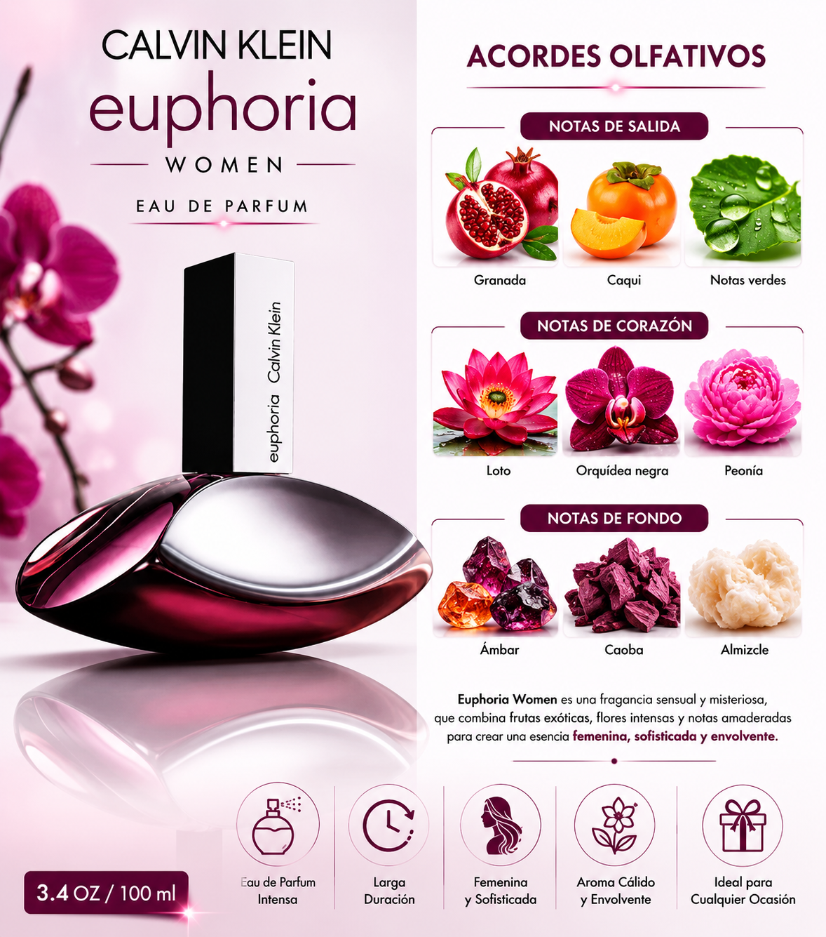 CALVIN KLEIN EUPHORIA WOMEN 3.4 EDP SP 100 ML - Imagen 2