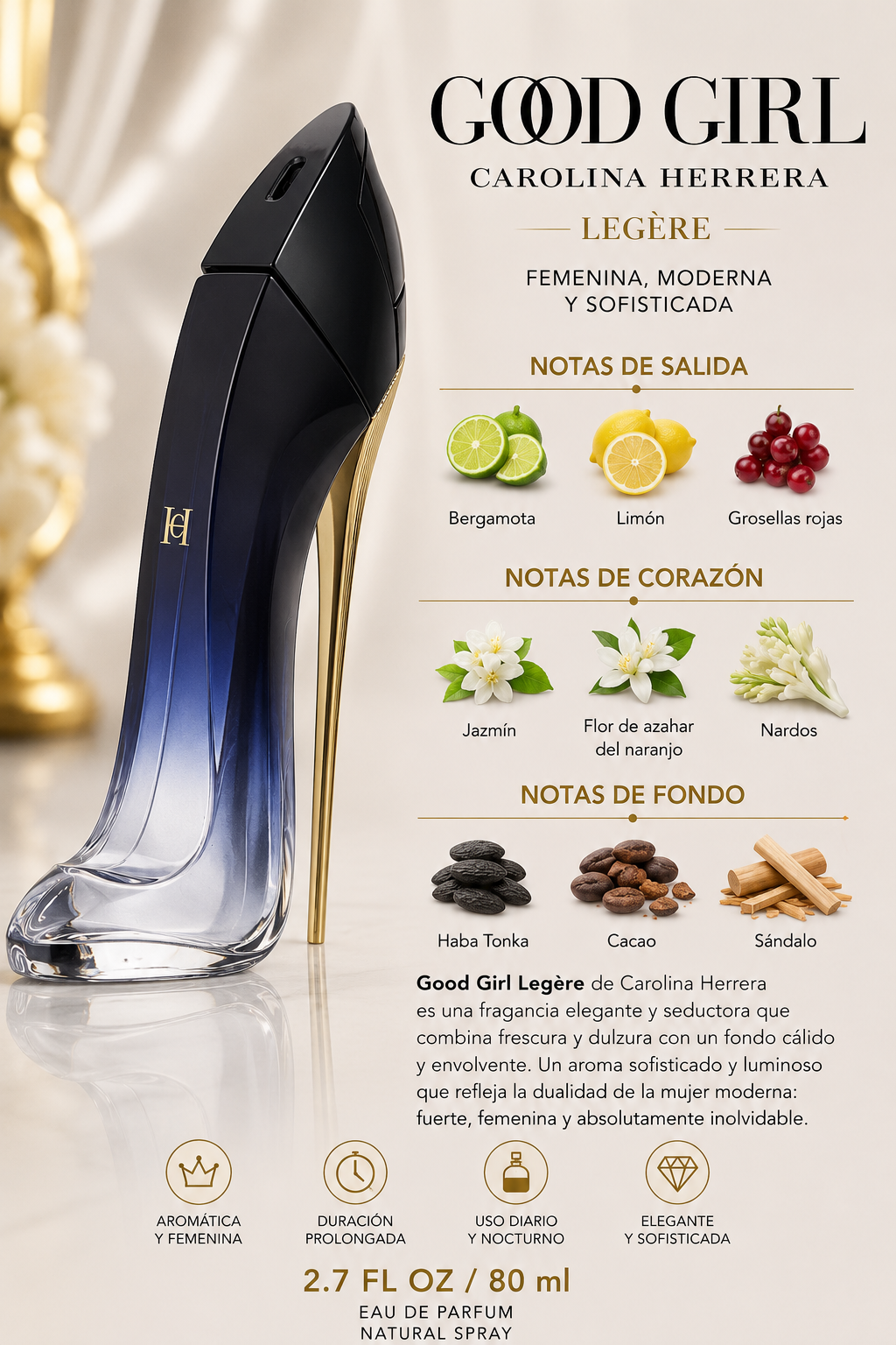 CAROLINA HERRERA GOOD GIRL 'LEGERE' WOMEN 2.7 OZ. EDP 80 ML - Imagen 2