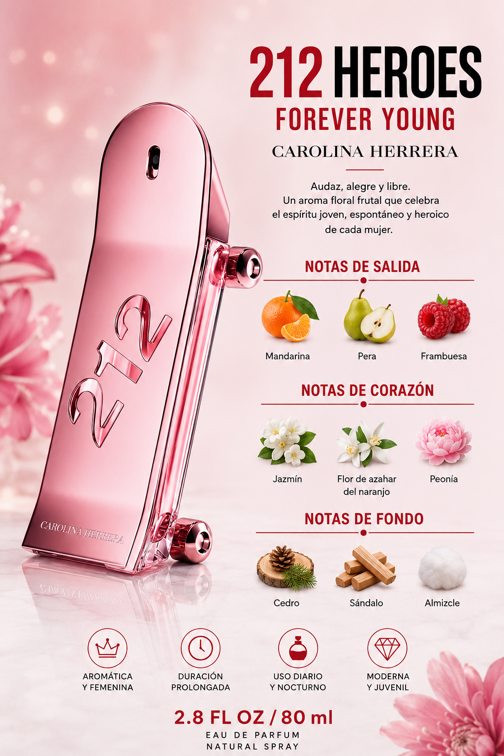 CAROLINA HERRERA 212 HEROES WOMAN 2.8 OZ. EDP SP 80 ML - Imagen 2