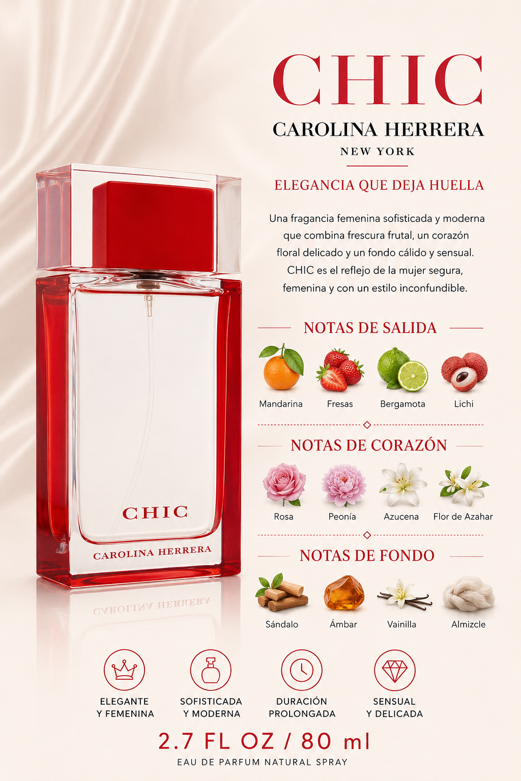 CAROLINA HERRERA CHIC WOMAN 2.7 OZ. EDP SP 80 ML - Imagen 2