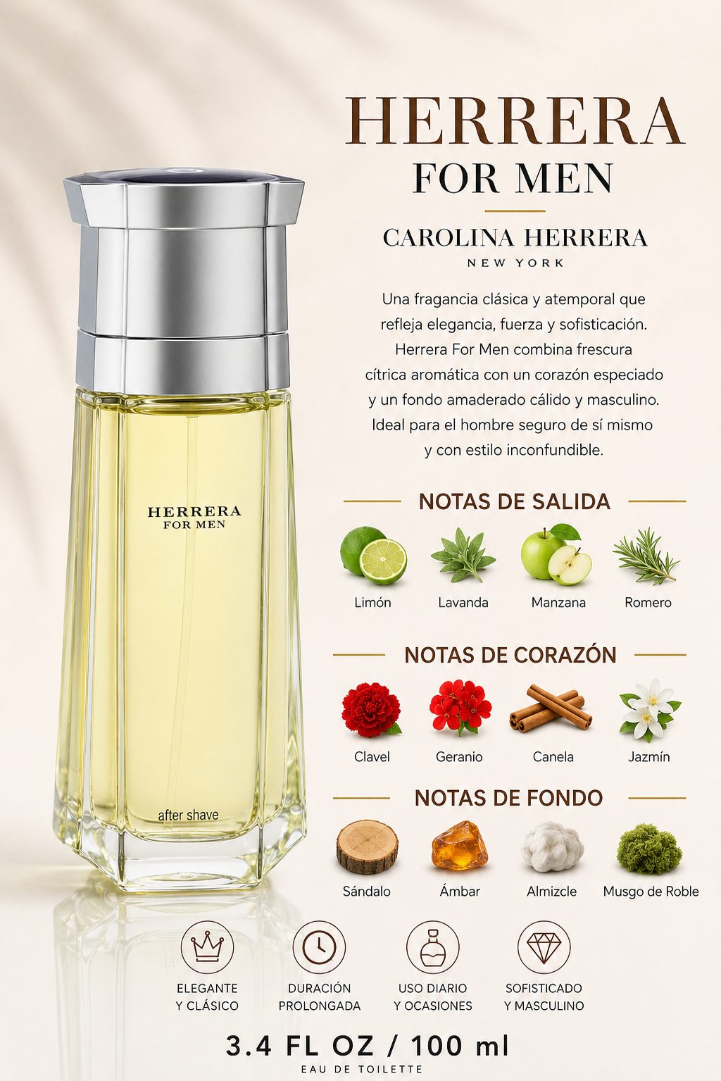 CAROLINA HERRERA MEN 3.4 OZ. EDT 100 M - Imagen 2
