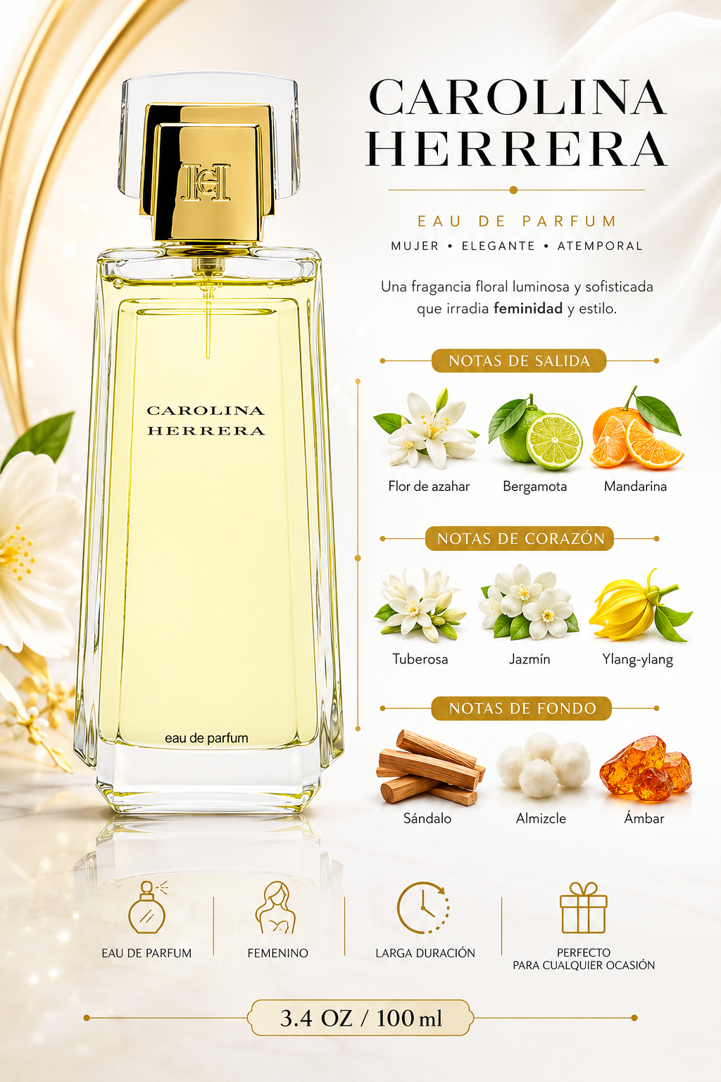 CAROLINA HERRERA WOMEN 3.4 OZ. EDP SP 100 ML - Imagen 2