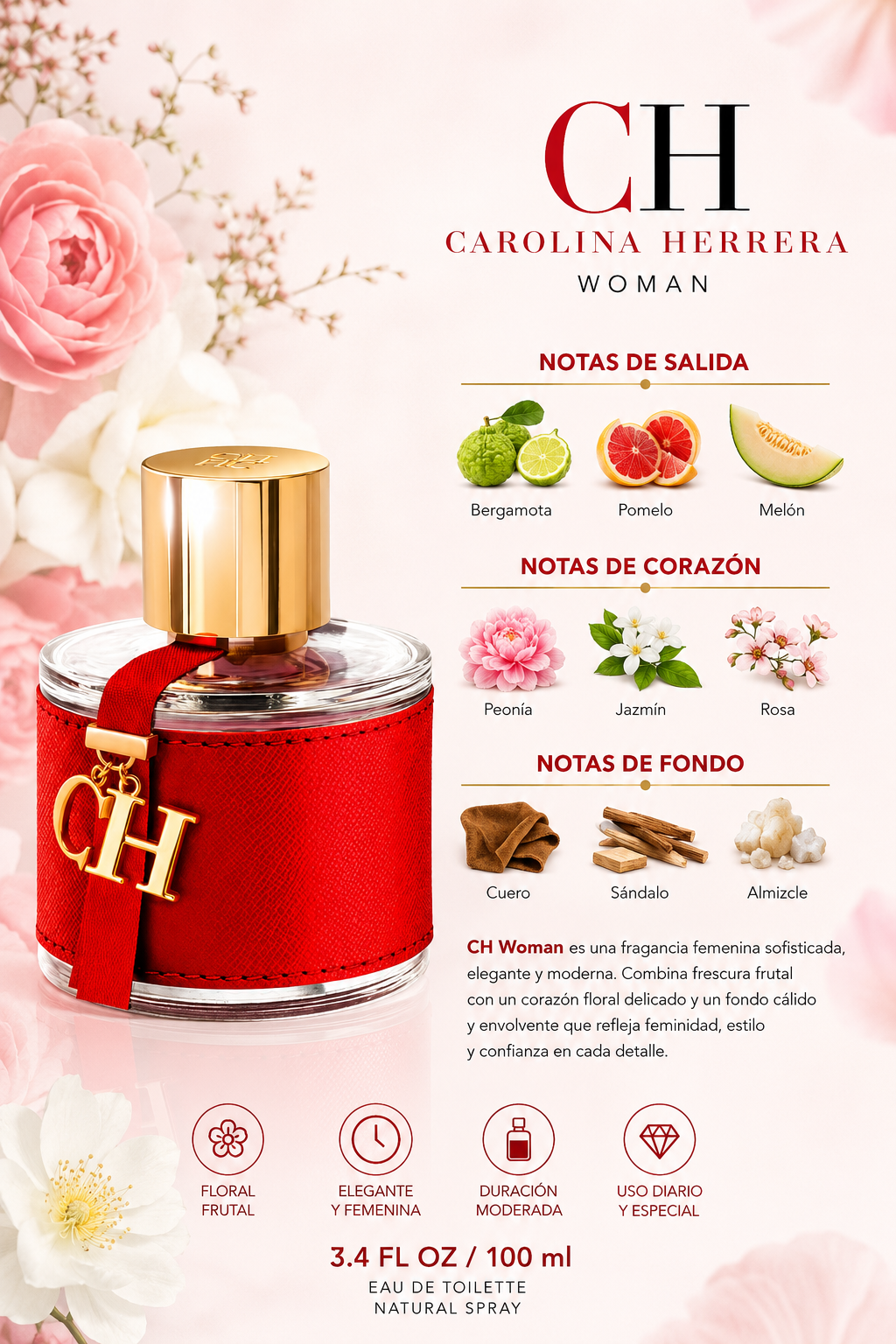 CAROLINA HERRERA CH WOMAN 3.4 OZ. EDT SP 100 ML - Imagen 2