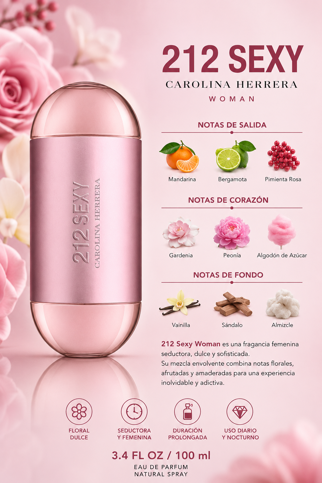 CAROLINA HERRERA 212 WOMEN 3.4 OZ. EDT SP 100 ML - Imagen 2