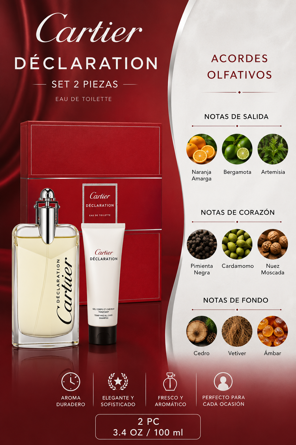 CARTIER SET DECLARATION 2PC 3.4 EDT M - Imagen 2