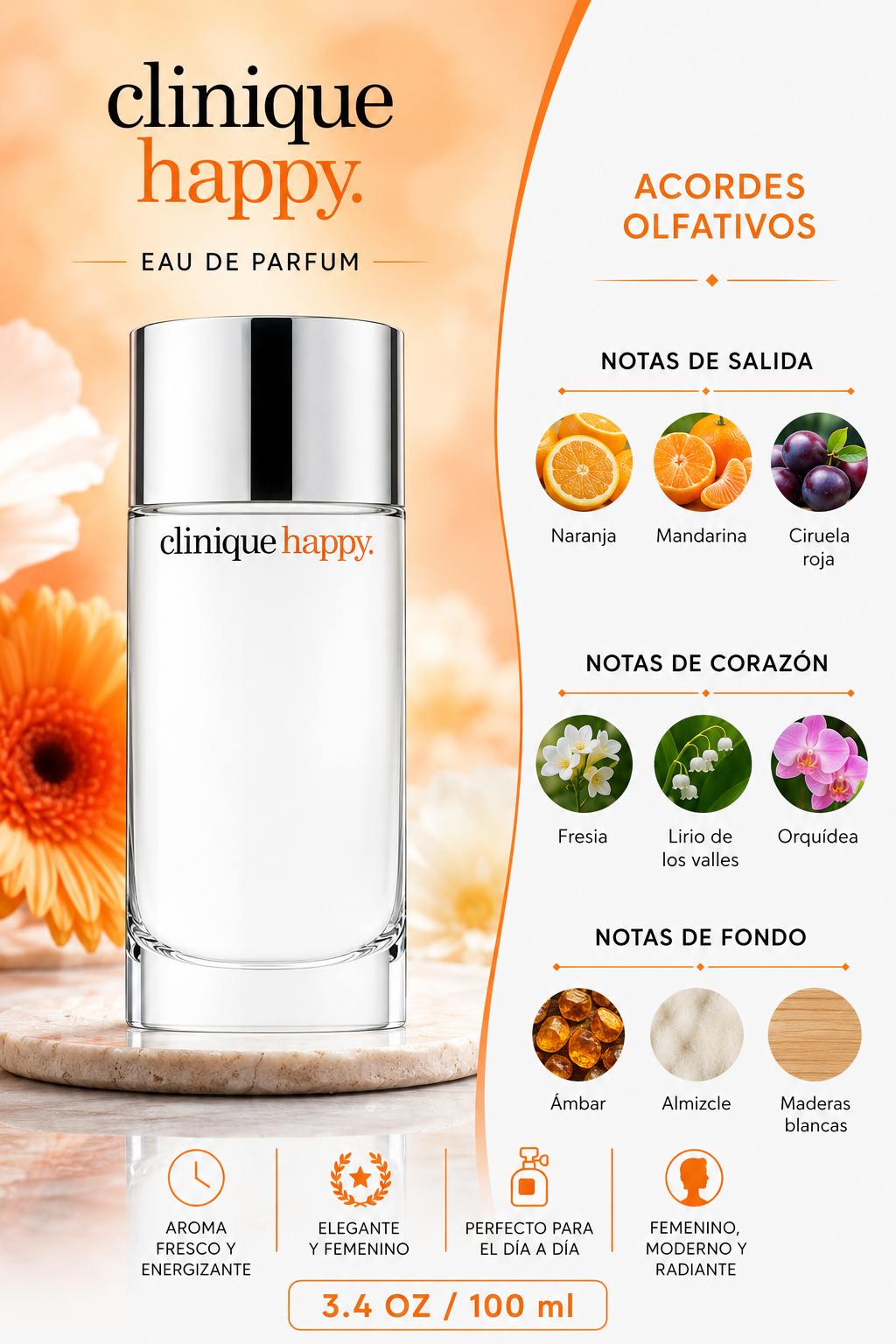 CLINIQUE HAPPY WOMEN 3.4 OZ. EDP SPRAY 100 ML - Imagen 2