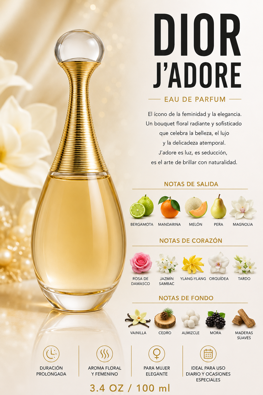 DIOR JADORE WOMEN 3.4 OZ EDP 100 ML - Imagen 2