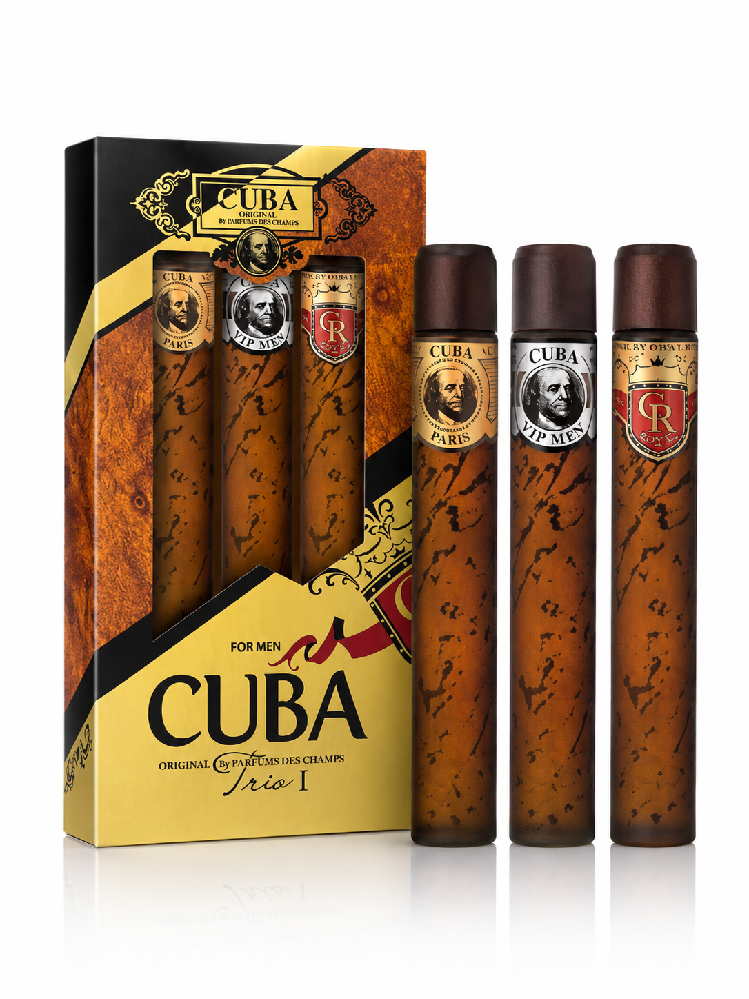 SET CUBA TRIO 1 MEN (3 PC ) 1.17 OZ EDT SP (CUBA GOLD,CUBA ROYAL,CUBA VIP)