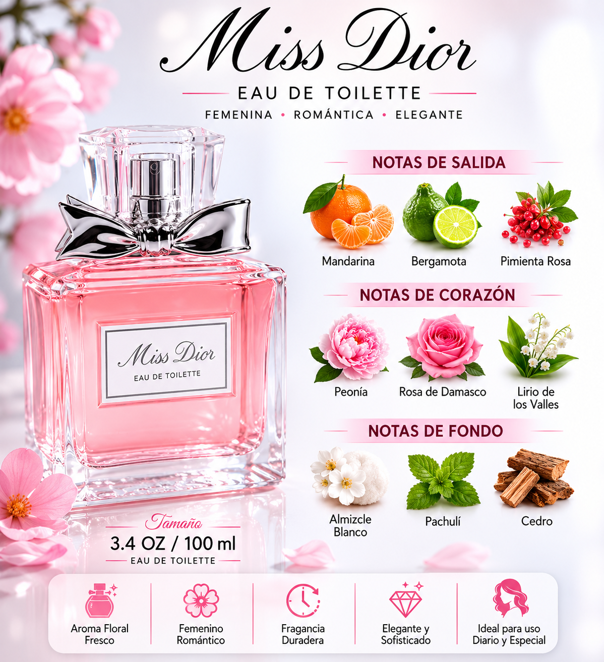 DIOR MISS DIOR ORIGINALE 3.4 EDT L 100 ML - Imagen 2