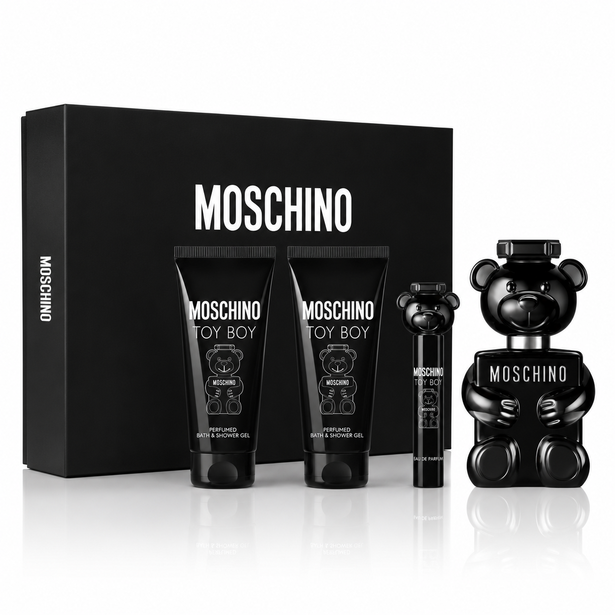 SET MOSCHINO TOY BOY MEN 4 PC 3.4 OZ. EDP / 3.4 OZ. SG / 3.4 OZ ASG / 10 ML EDT