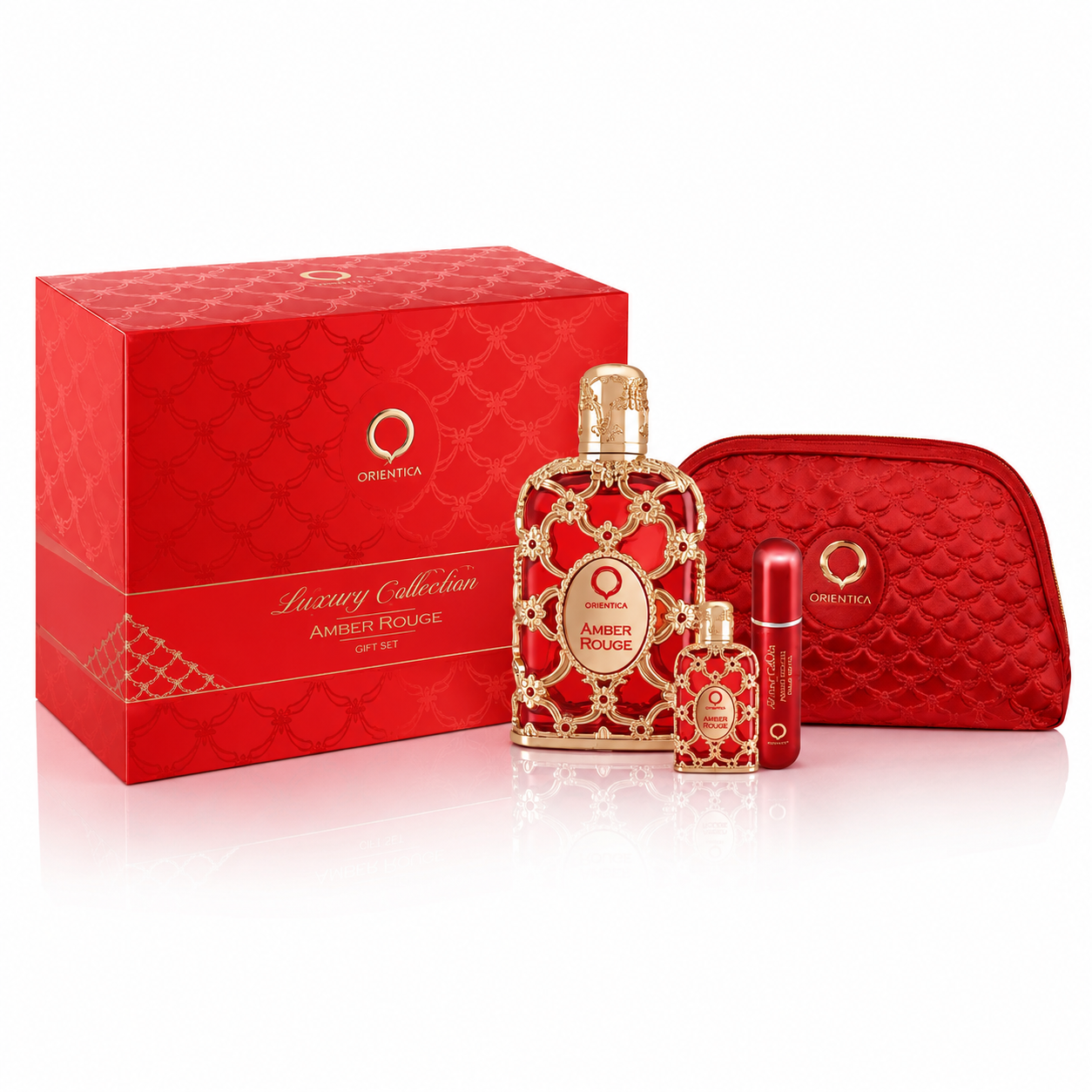 SET ORIENTICA AMBER ROUGE GIFT ( 4 PC ) 2.7 OZ. EDP SP / 0.33 OZ. EDP SP / ATOMIZER / GIFT BAG 4
