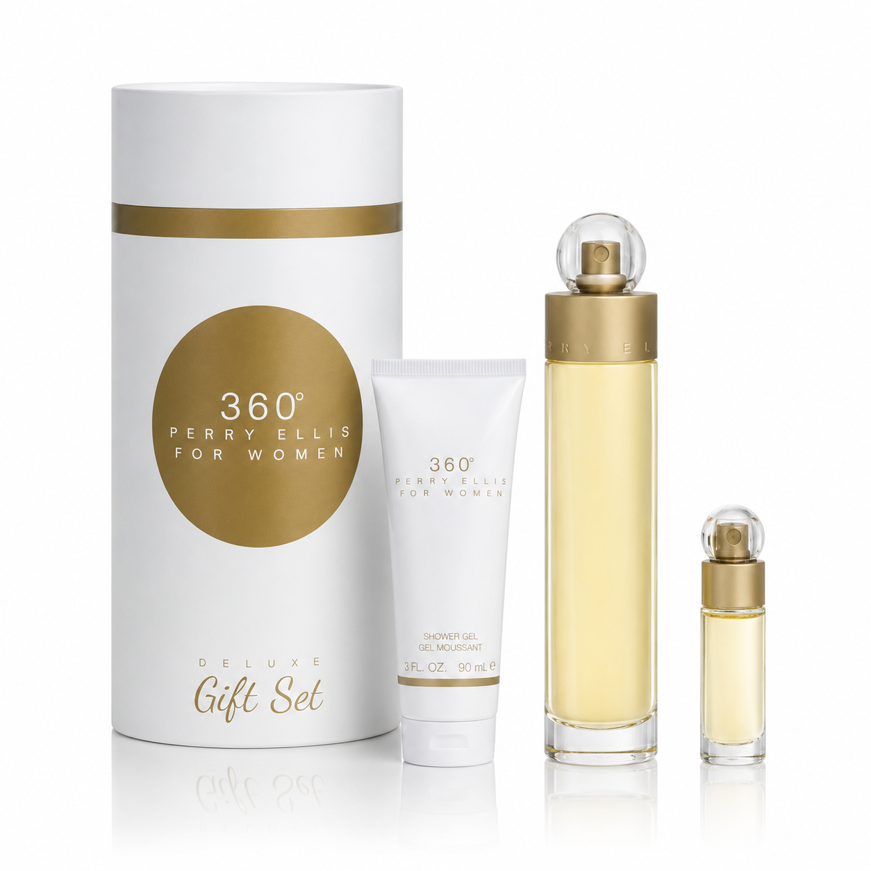 SET PERRY ELLIS 360 WOMAN (3 PC )3.4 OZ.EDP / 3.0 GEL / MINI