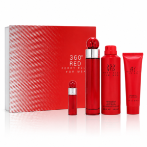 SET PERRY ELLIS 360 RED MEN ( 4 PC SET ) 3.4 OZ. EDT SP / 6.8 OZ DEO SP / 3.0 OZ SG / 10ML MINI