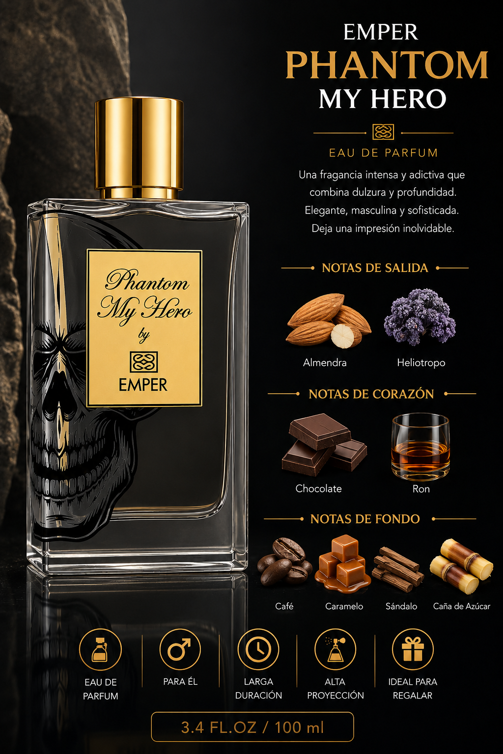 EMPER PHANTOM MY HERO MEN 3.4 OZ EDP SP 100 ML - Imagen 2