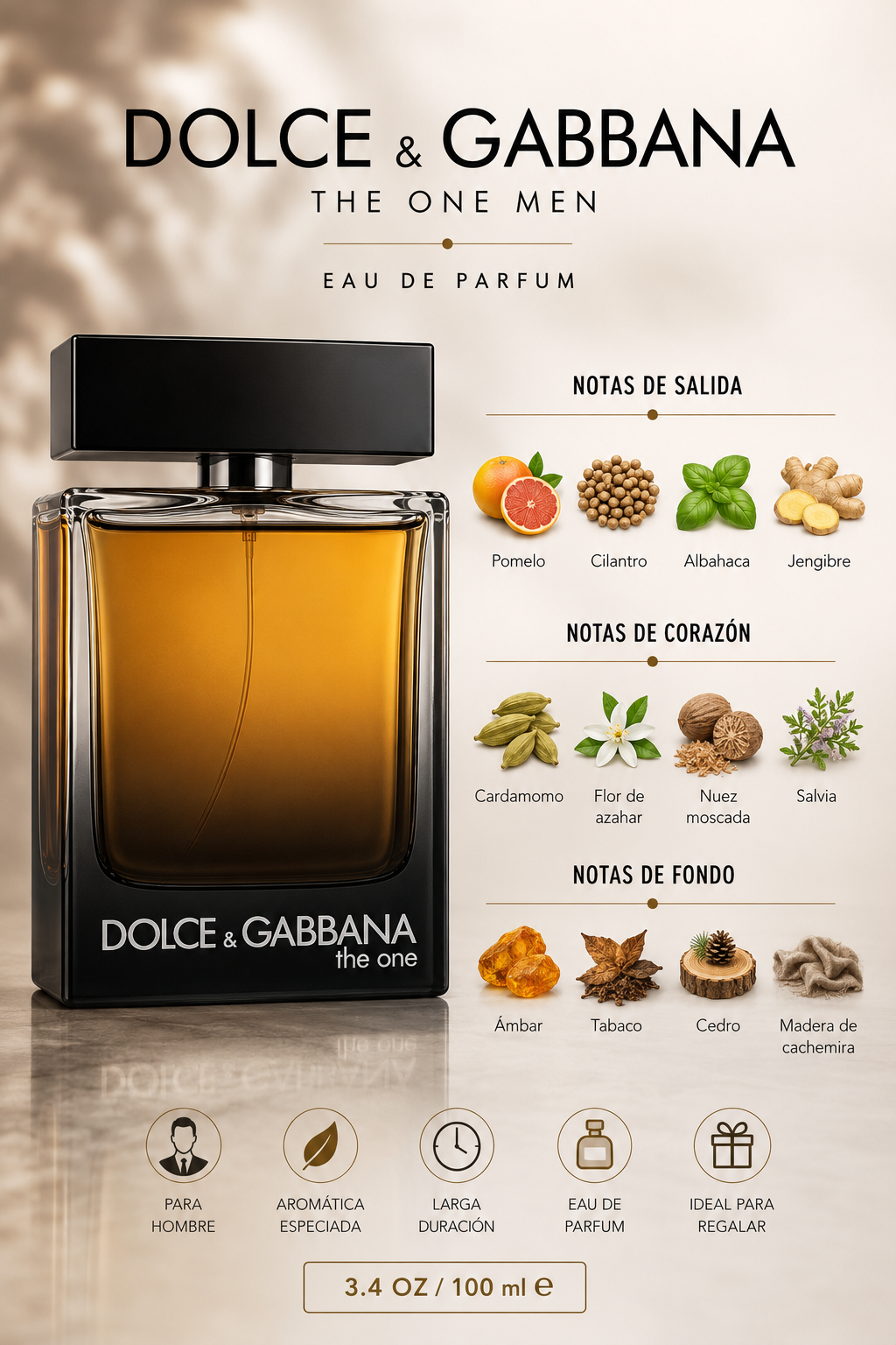 DOLCE & GABBANA THE ONE MEN 3.4 OZ. EDP SP 100 ML - Imagen 2