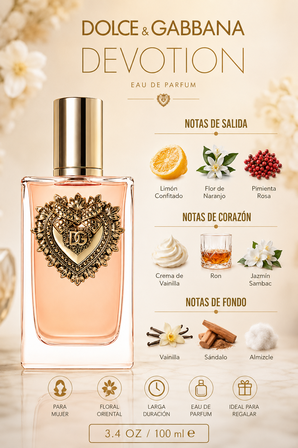 DOLCE & GABANNA DEVOTION WOMEN 3.4 OZ EDP SP 100 ML - Imagen 2