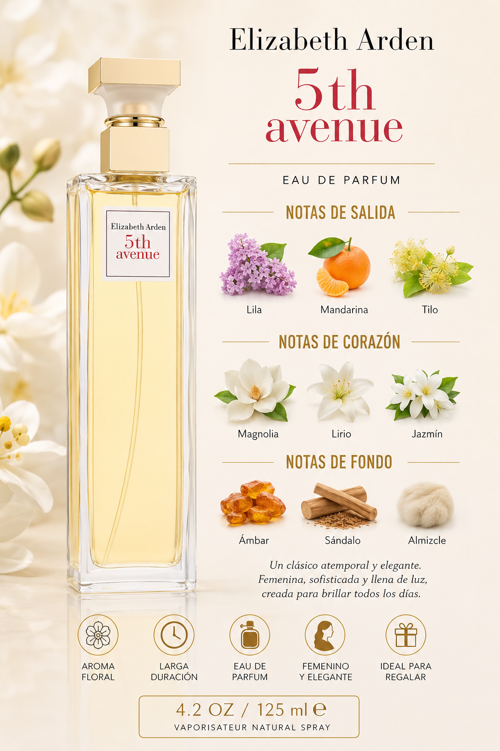 ELIZABETH ARDEN 5TH AVENUE WOMEN 4.2 OZ. EDP SP 125 ML - Imagen 2