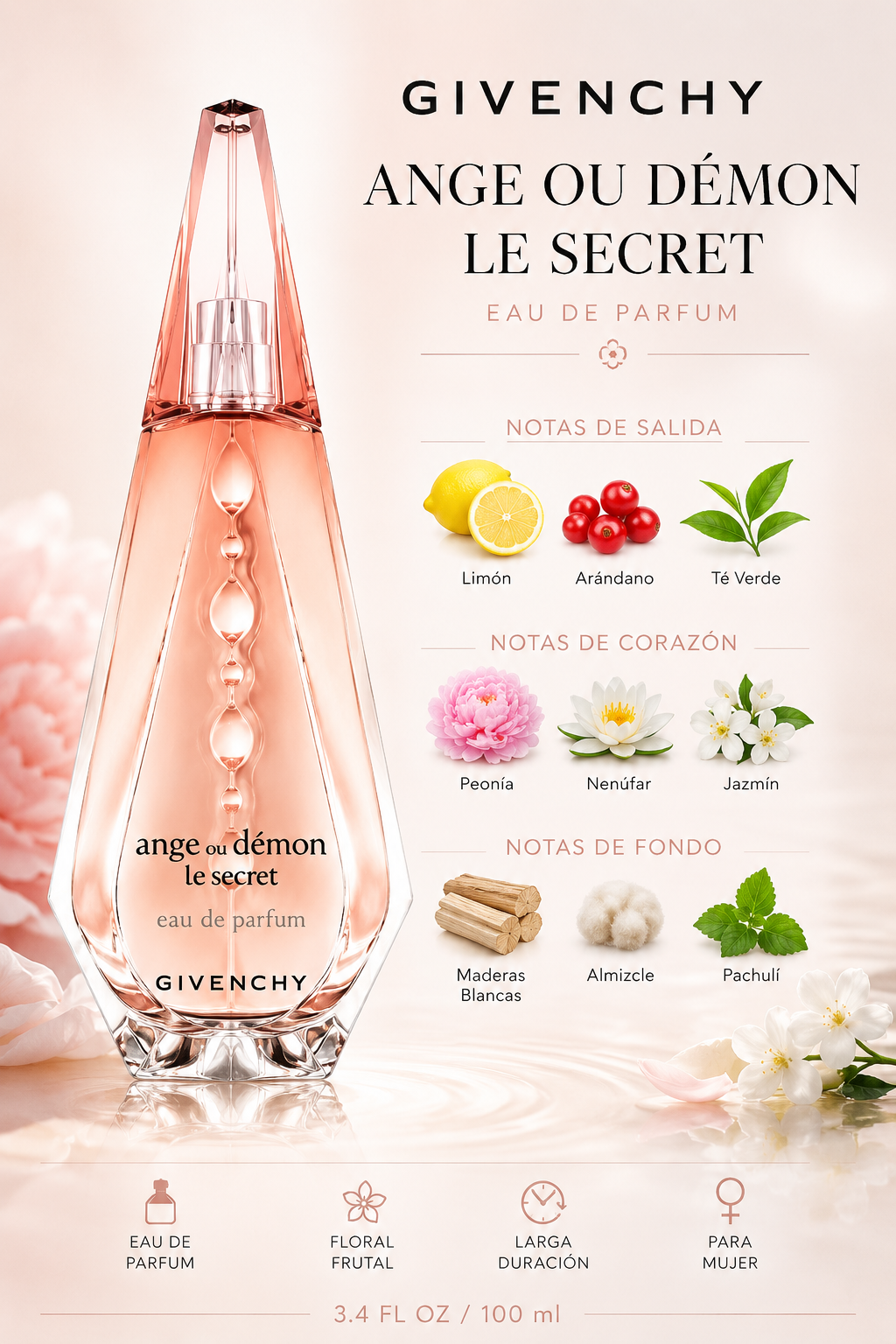 GIVENCHY ANGE OU DEMON LE SECRET WOMEN 3.4 OZ. EDP SPRAY 100 ML - Imagen 2