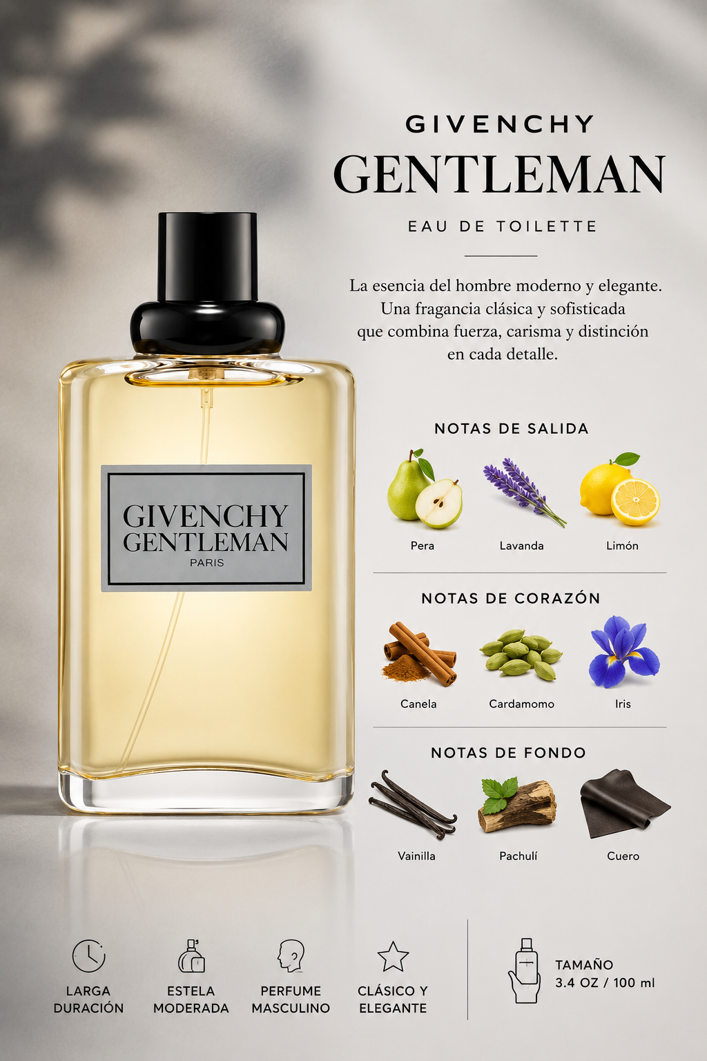 GIVENCHY GENTLEMAN MEN 3.4 OZ. EDT SP 100 ML - Imagen 2