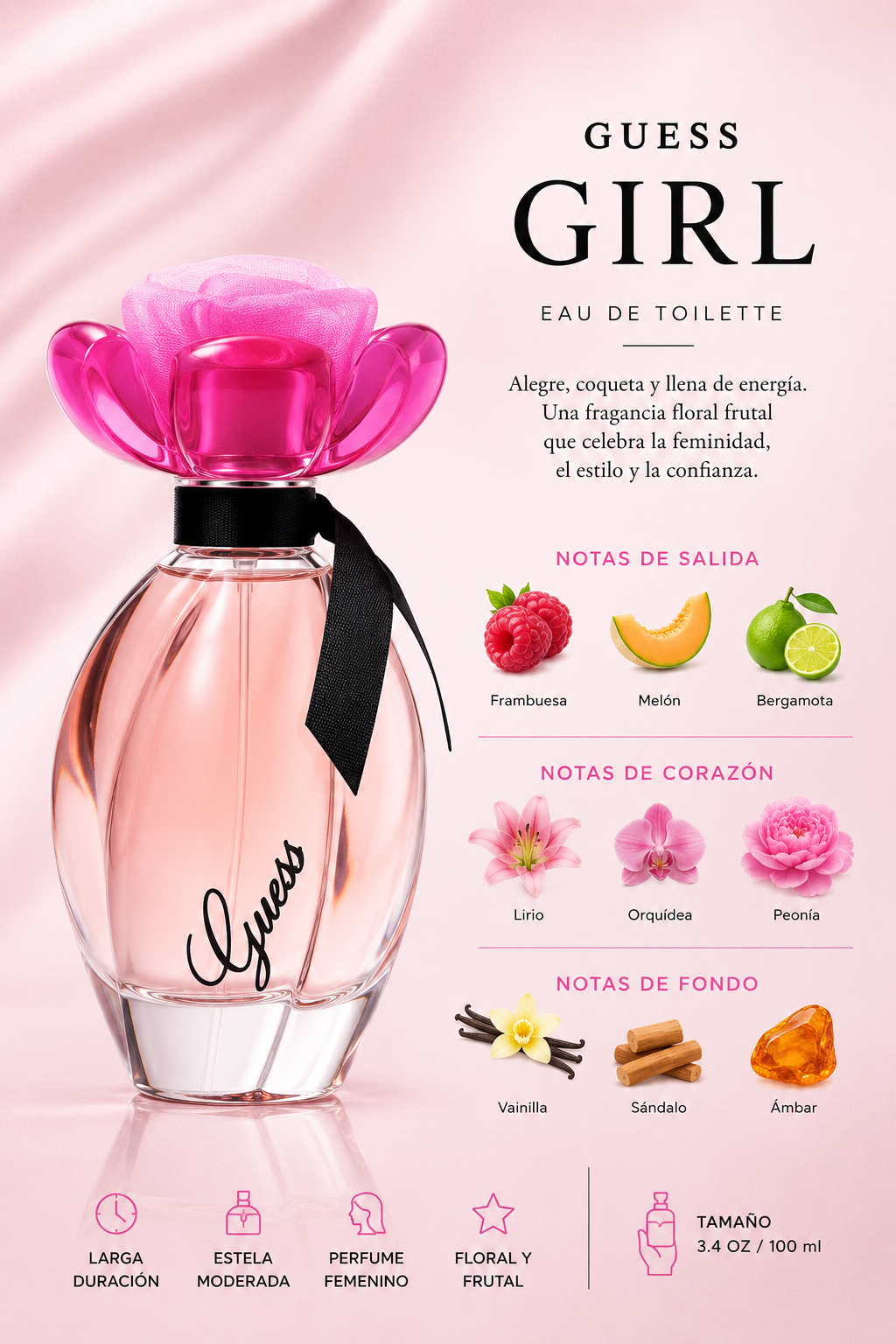 GUESS GIRL WOMEN 3.4 OZ.EDT SP (NEW UPC 100 ML - Imagen 2