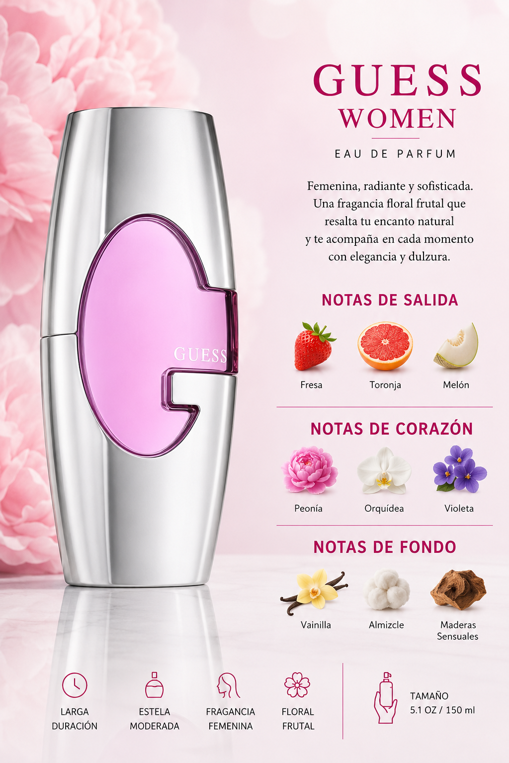 GUESS WOMEN 5.1 OZ. EDP SP 150 ML - Imagen 2
