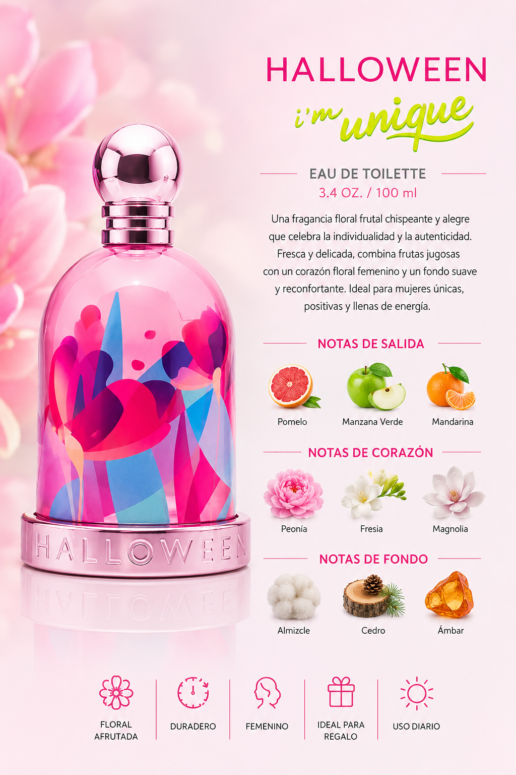 HALLOWEEN IM UNIQUE WOMAN 3.4 OZ. EDT 100 ML - Imagen 2